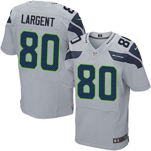  Seahawks #80 Steve Largent Grey Alternate Men's Stitched NFL Elite Jersey