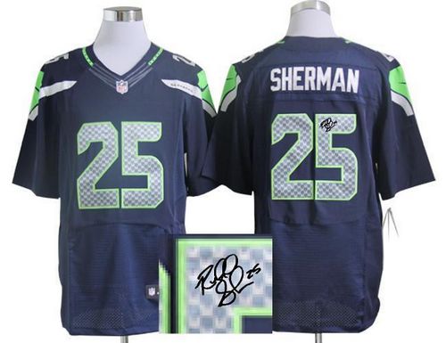  Seahawks #25 Richard Sherman Steel Blue Team Color Men's Stitched NFL Elite Autographed Jersey