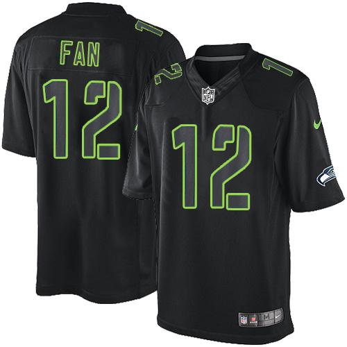  Seahawks #12 Fan Black Men's Stitched NFL Impact Limited Jersey