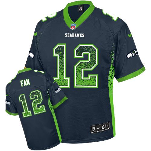  Seahawks #12 Fan Steel Blue Team Color Men's Stitched NFL Elite Drift Fashion Jersey