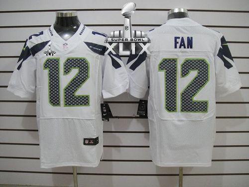  Seahawks #12 Fan White Super Bowl XLIX Men's Stitched NFL Elite Jersey