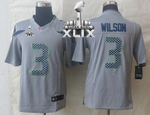  Seahawks #3 Russell Wilson Grey Alternate Super Bowl XLIX Men's Stitched NFL Limited Jersey