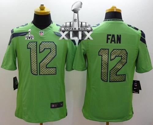  Seahawks #12 Fan Green Alternate Super Bowl XLIX Men's Stitched NFL Limited Jersey