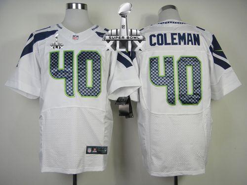 Seahawks #40 Derrick Coleman White Super Bowl XLIX Men's Stitched NFL Elite Jersey