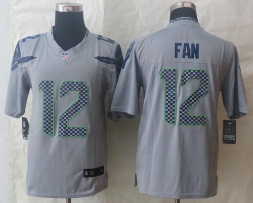  Seahawks #12 Fan Grey Alternate Men's Stitched NFL Limited Jersey