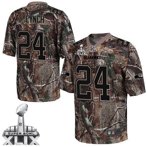  Seahawks #24 Marshawn Lynch Camo Super Bowl XLIX Men's Stitched NFL Realtree Elite Jersey