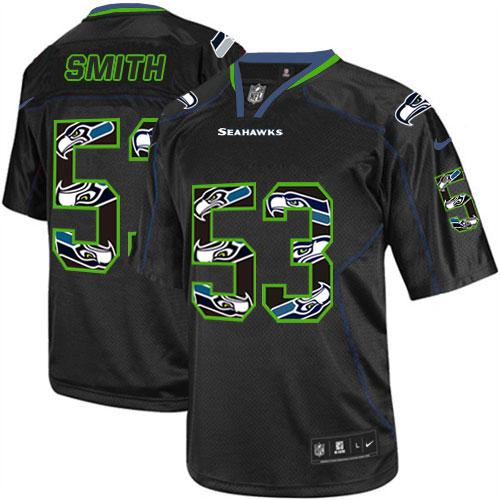  Seahawks #53 Malcolm Smith New Lights Out Black Men's Stitched NFL Elite Jersey