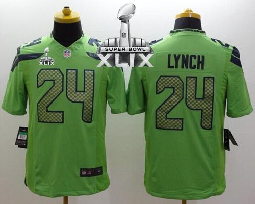  Seahawks #24 Marshawn Lynch Green Alternate Super Bowl XLIX Men's Stitched NFL Limited Jersey