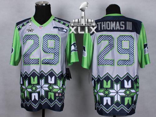  Seahawks #29 Earl Thomas III Grey Super Bowl XLIX Men's Stitched NFL Elite Noble Fashion Jersey