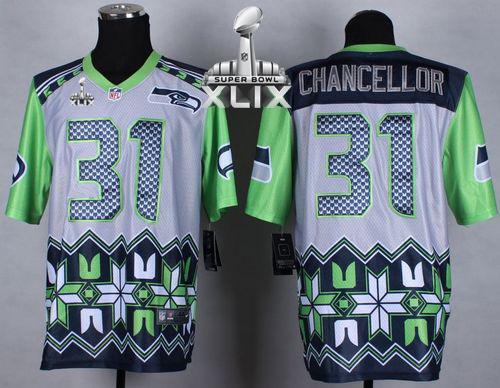  Seahawks #31 Kam Chancellor Grey Super Bowl XLIX Men's Stitched NFL Elite Noble Fashion Jersey