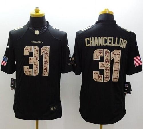  Seahawks #31 Kam Chancellor Black Men's Stitched NFL Limited Salute to Service Jersey