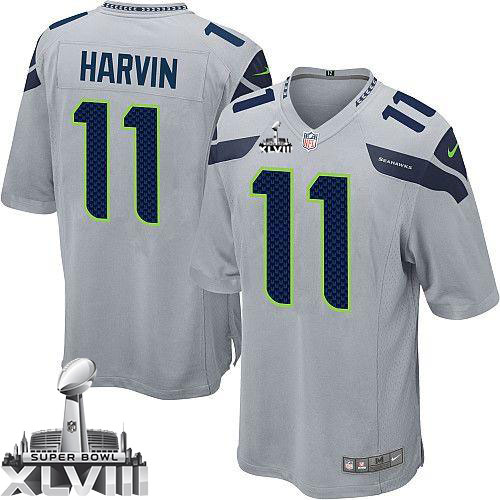  Seahawks #11 Percy Harvin Grey Alternate Super Bowl XLVIII Men's Stitched NFL Game Jersey