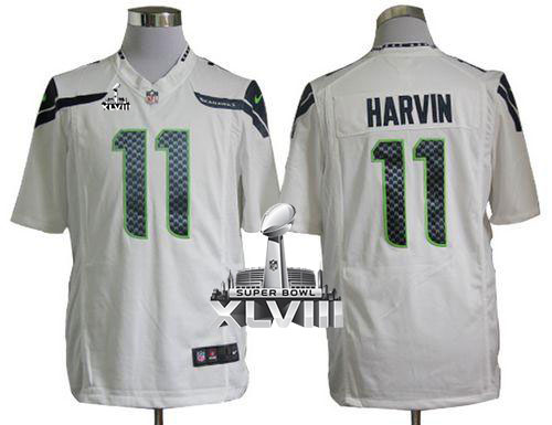  Seahawks #11 Percy Harvin White Super Bowl XLVIII Men's Stitched NFL Game Jersey