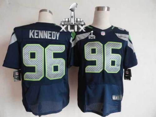  Seahawks #96 Cortez Kennedy Steel Blue Team Color Super Bowl XLIX Men's Stitched NFL Elite Jersey