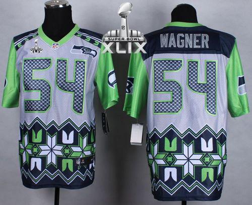  Seahawks #54 Bobby Wagner Grey Super Bowl XLIX Men's Stitched NFL Elite Noble Fashion Jersey