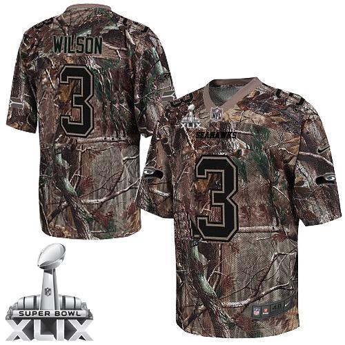  Seahawks #3 Russell Wilson Camo Super Bowl XLIX Men's Stitched NFL Realtree Elite Jersey