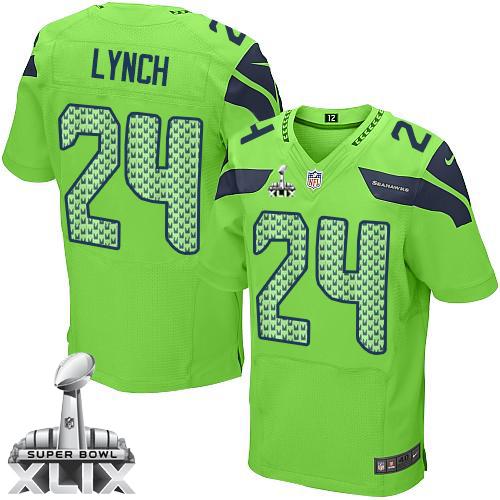  Seahawks #24 Marshawn Lynch Green Alternate Super Bowl XLIX Men's Stitched NFL Elite Jersey