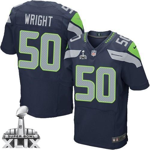  Seahawks #50 K.J. Wright Steel Blue Team Color Super Bowl XLIX Men's Stitched NFL Elite Jersey