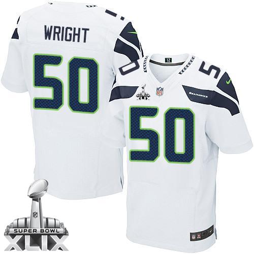  Seahawks #50 K.J. Wright White Super Bowl XLIX Men's Stitched NFL Elite Jersey