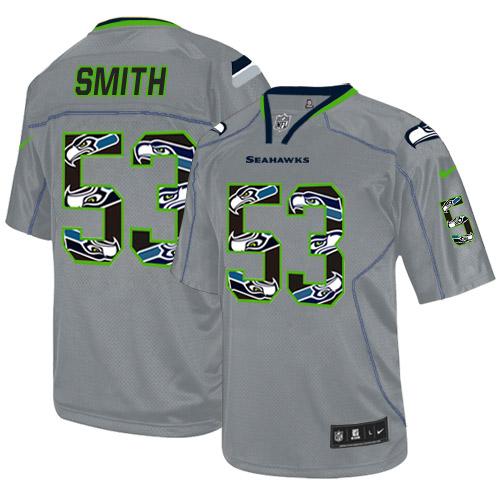 Seahawks #53 Malcolm Smith New Lights Out Grey Men's Stitched NFL Elite Jersey