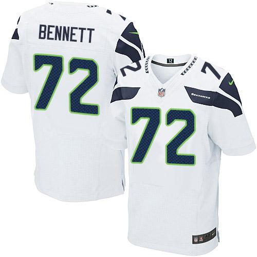  Seahawks #72 Michael Bennett White Men's Stitched NFL Elite Jersey