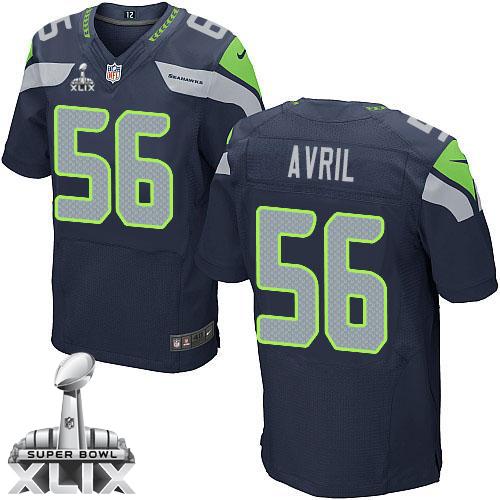  Seahawks #56 Cliff Avril Steel Blue Team Color Super Bowl XLIX Men's Stitched NFL Elite Jersey