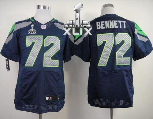  Seahawks #72 Michael Bennett Steel Blue Team Color Super Bowl XLIX Men's Stitched NFL Elite Jersey