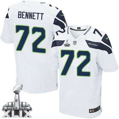  Seahawks #72 Michael Bennett White Super Bowl XLIX Men's Stitched NFL Elite Jersey