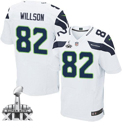  Seahawks #82 Luke Willson White Super Bowl XLIX Men's Stitched NFL Elite Jersey