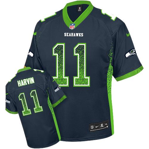  Seahawks #11 Percy Harvin Steel Blue Team Color Men's Stitched NFL Elite Drift Fashion Jersey