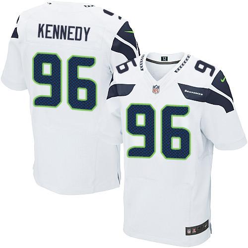 Seahawks #96 Cortez Kennedy White Men's Stitched NFL Elite Jersey