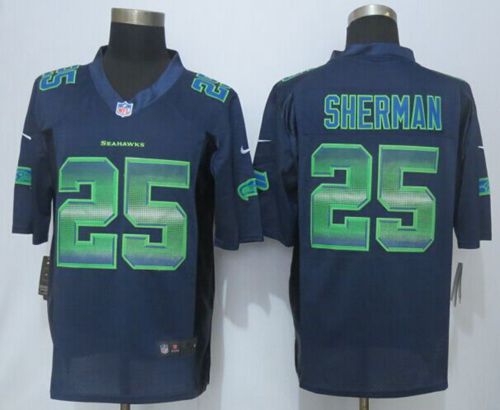  Seahawks #25 Richard Sherman Steel Blue Team Color Men's Stitched NFL Limited Strobe Jersey