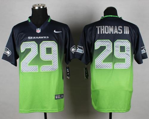  Seahawks #29 Earl Thomas III Steel Blue/Green Men's Stitched NFL Elite Fadeaway Fashion Jersey
