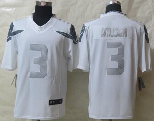  Seahawks #3 Russell Wilson White Men's Stitched NFL Limited Platinum Jersey