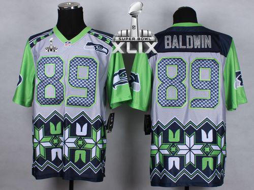  Seahawks #89 Doug Baldwin Grey Super Bowl XLIX Men's Stitched NFL Elite Noble Fashion Jersey