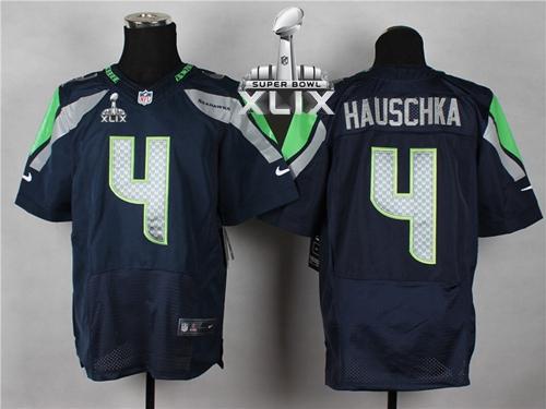  Seahawks #4 Steven Hauschka Steel Blue Team Color Super Bowl XLIX Men's Stitched NFL Elite Jersey