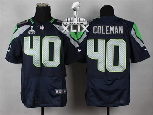  Seahawks #40 Derrick Coleman Steel Blue Team Color Super Bowl XLIX Men's Stitched NFL Elite Jersey
