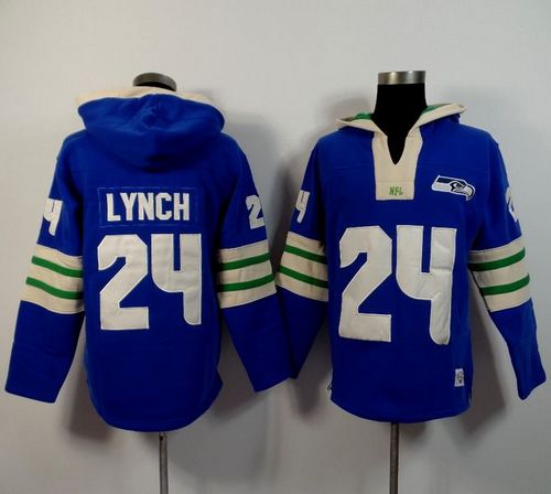 Seattle Seahawks #24 Marshawn Lynch Light Blue Player Winning Method Pullover NFL Hoodie