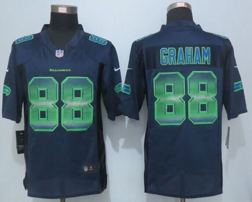  Seahawks #88 Jimmy Graham Steel Blue Team Color Men's Stitched NFL Limited Strobe Jersey