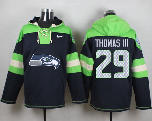  Seahawks #29 Earl Thomas III Steel Blue Player Pullover NFL Hoodie