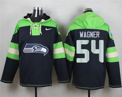  Seahawks #54 Bobby Wagner Steel Blue Player Pullover NFL Hoodie