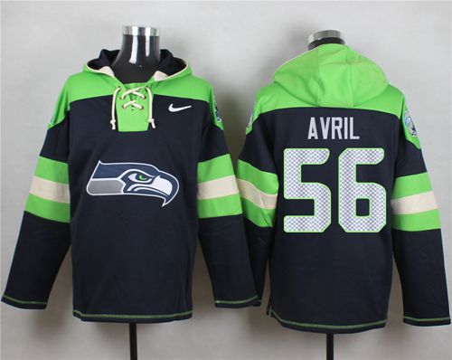  Seahawks #56 Cliff Avril Steel Blue Player Pullover NFL Hoodie