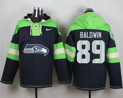  Seahawks #89 Doug Baldwin Steel Blue Player Pullover NFL Hoodie