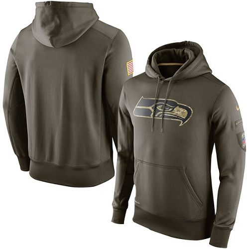 Men's Seattle Seahawks  Olive Salute To Service KO Performance Hoodie