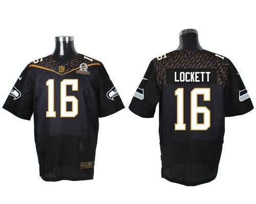  Seahawks #16 Tyler Lockett Black 2016 Pro Bowl Men's Stitched NFL Elite Jersey