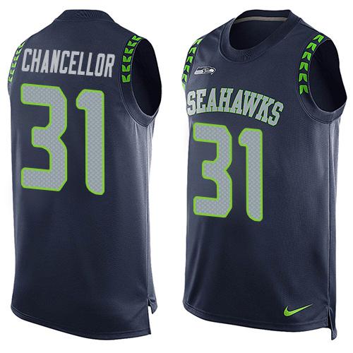  Seahawks #31 Kam Chancellor Steel Blue Team Color Men's Stitched NFL Limited Tank Top Jersey