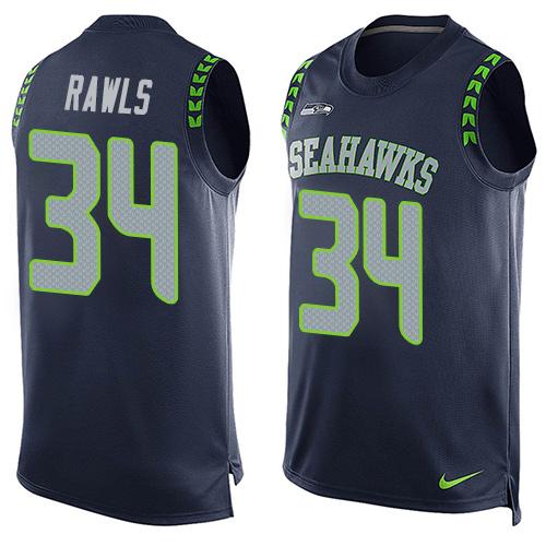  Seahawks #34 Thomas Rawls Steel Blue Team Color Men's Stitched NFL Limited Tank Top Jersey
