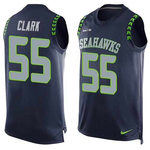  Seahawks #55 Frank Clark Steel Blue Team Color Men's Stitched NFL Limited Tank Top Jersey