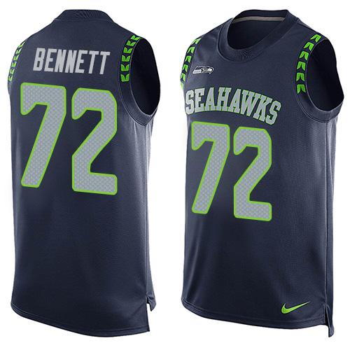  Seahawks #72 Michael Bennett Steel Blue Team Color Men's Stitched NFL Limited Tank Top Jersey