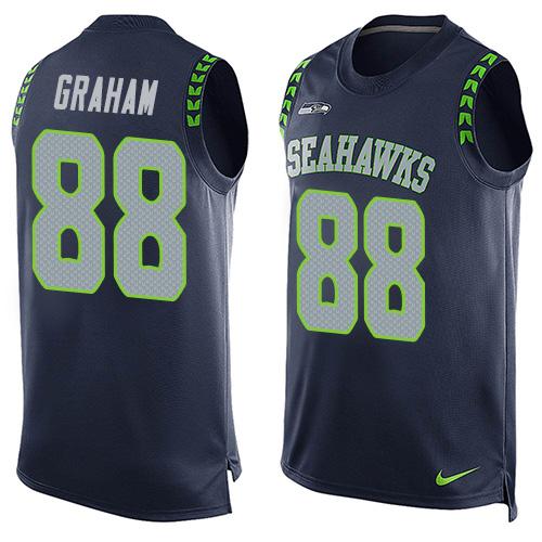  Seahawks #88 Jimmy Graham Steel Blue Team Color Men's Stitched NFL Limited Tank Top Jersey